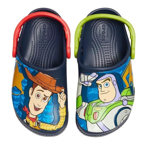 Crocs Disney Toy Story Buzz & Woody Clogs Blue Slip On Comfort Boys 8 Water Shoe - Picture 1 of 9
